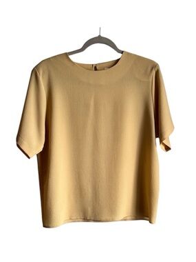 Vintage Berketex Yellow Short Sleeve Textured Blouse Size L